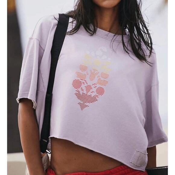 Free People Tops - Free People® Women's MEDIUM Inspire Logo Oversized Cropped T-Shirt in Oyster